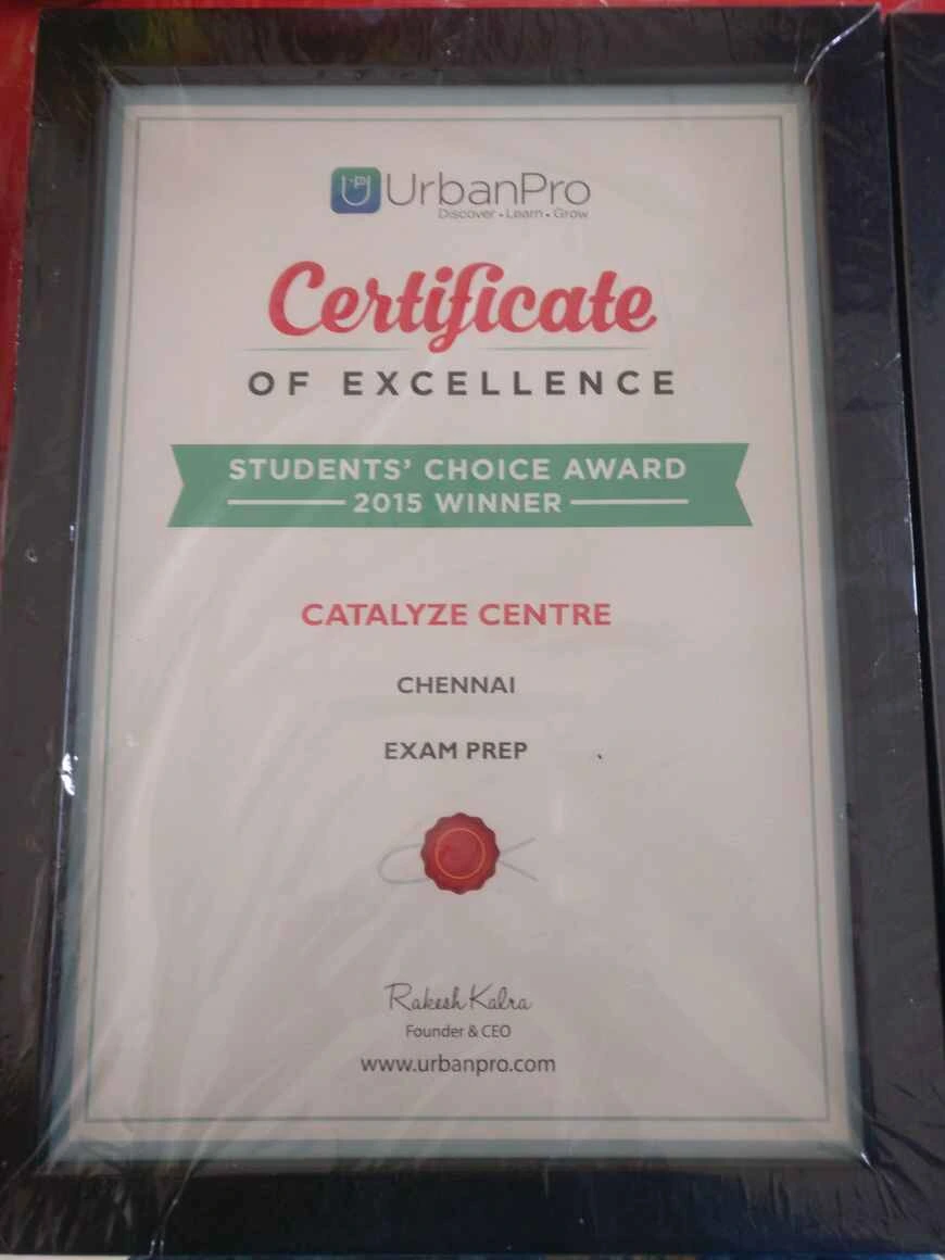 catalyze certificate-of-excellence